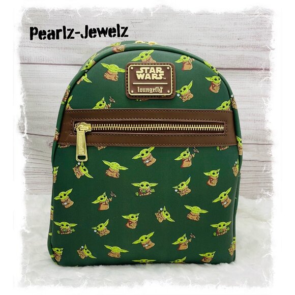 Loungefly Star Wars Mandalorian Yoda The Child Chibi Allover Print Backpack NWT